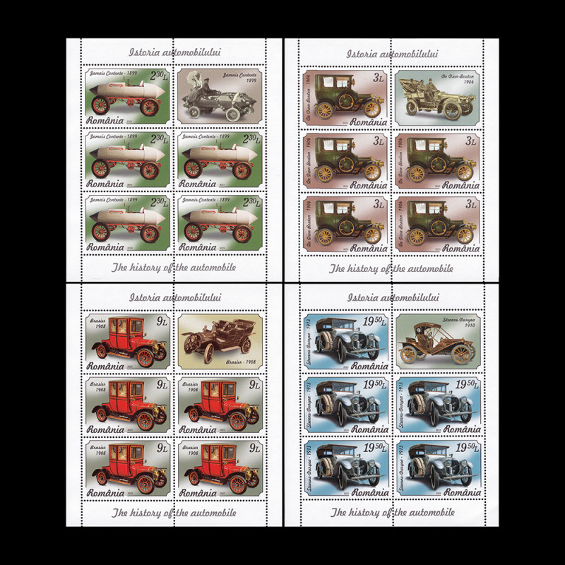 Istoria automobilului, minicoli de 5 timbre și 1 vinietă 2023 LP 2402b