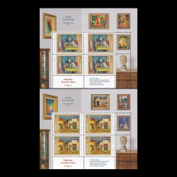 Casa artistului, minicoli de 4 timbre și 2 viniete, cu manșetă ilustrată 2023 LP 2404b