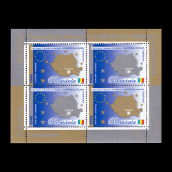 Semnarea Tratatului de Aderare a României la UE, bloc de 4 timbre 2005 LP 1682a