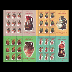 Ceramică românească - Ulcioare de nuntă III (uzuale), minicoli de 9 timbre 2006 LP 1729a