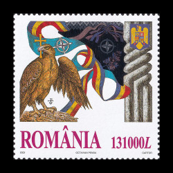 România invitată în NATO, timbru cu hologramă 2002 LP 1598