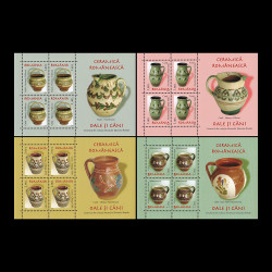 Ceramică Românească - Oale și căni I (uzuale), minicoli de 4 timbre 2007 LP 1776a