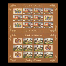 Castele din România, minicoli de 9 timbre și 3 viniete 2008 LP 1810e