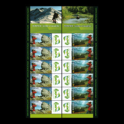 România - Grădina Carpaților minicoli de 6 timbre și 6 viniete cu manșetă ilustrată 2010 LP 1873c
