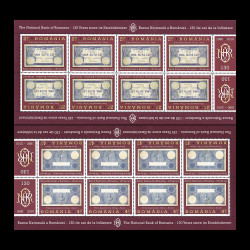 Banca Națională a României - 130 de ani, minicoli de 8 timbre, 2 viniete și tete-beche 2010 LP 1877c