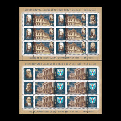 Universitatea Alexandru Ioan Cuza din Iași, 160 de ani, minicoală de 6 timbre și 3 viniete 2020 LP 2297c
