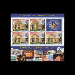 România, un tezaur european, minicoli de 5 timbre și 1 vinietă, 2019, LP 2226C