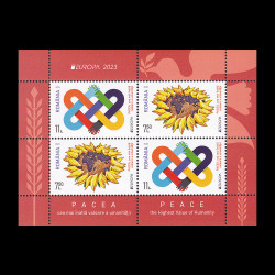 Europa 2023 Pacea, Cea mai înaltă valoare a umanității, bloc de 4 timbre Tip II LP 2416b
