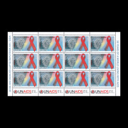 30 de ani dedicați luptei împotriva HIV / SIDA, minicoală de 12 timbre și 4 tabs 2011 LP 1904b