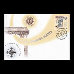 Summitul NATO, București 2008, folio aur Plic prima zi LP 1798bFDC