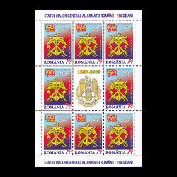 Statul Major General al Armatei Române - 150 de ani, minicoală de 8 timbre și 1 vinietă, 2009, LP 1849c