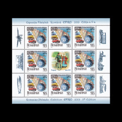 Expoziția Filatelică "EFIRO 2019", minicoli de 8 timbre, 1 vinietă și 6 tabsuri, LP 2254C