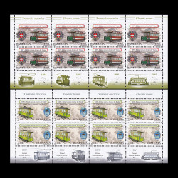 Tramvaie Electrice, minicoli de 8 timbre și 4 tabsuri 2009 LP 1842c