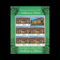 Emisiune comună România-Malta Arhitectură, Palate, minicoli de 5 timbre și 1 vinietă, 2019, LP 2258C