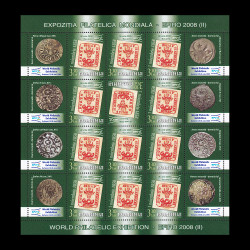 Expoziția Filatelică Mondială EFIRO 2008 (II), minicoli de 12 timbre și 8 viniete 2007 LP 1777c