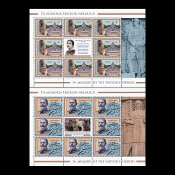 În memoria eroilor neamului, minicoli de 8 timbre și 1 vinietă, cu manșetă ilustrată 2023 LP 2428c