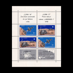 Luna 16 și Luna 17, bloc de 2 serii și 4 viniete, 1971, LP 756A