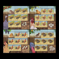 Păsări de curte, minicoli de 7 timbre și 2 viniete 2023 LP 2430b