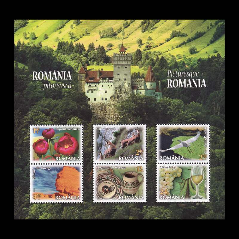 România pitorească, bloc de 6 timbre 2023 LP 2433a
