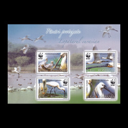 Păsări protejate - Lopătarul eurasian, WWF, bloc de 4 timbre 2006 LP 1744c