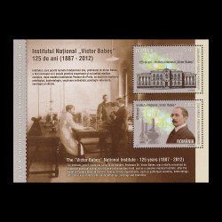 Ziua mărcii poștale românești, Institutul Național Victor Babeș, bloc de 2 timbre 2012 LP 1947a