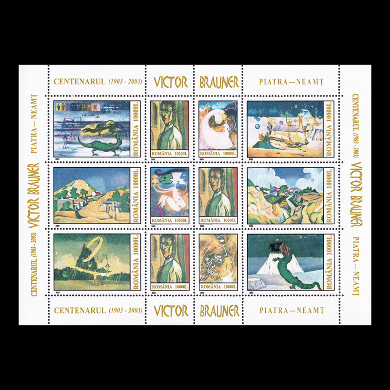 Centenarul Victor Brauner, bloc de 12 timbre 2003 LP 1613