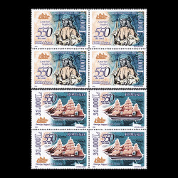 550 de ani de la nașterea lui Amerigo Vespucci, bloc de 4 timbre 2004 LP 1627a