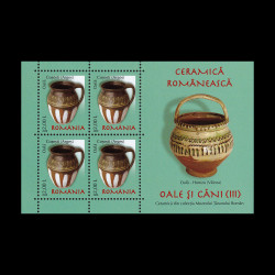 Ceramică românească - Oale și căni III (uzuale), bloc de 4 timbre, 2008, LP 1797A