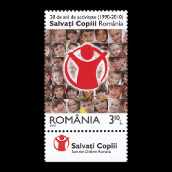 Organizația Salvați Copiii România - 20 de ani, serie cu tabs 2010 LP 1867d