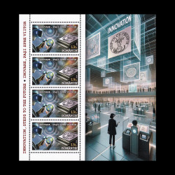 Inovare - Pași spre viitor, minicoală de 4 timbre cu manșetă, 2024 LP 2458b
