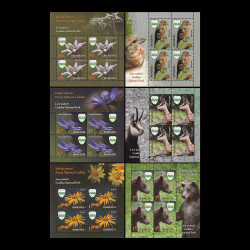 Iubește natura! Parcul Național Ceahlău (uzuale), bloc de 4 timbre cu manșetă, 2016 LP 2118a