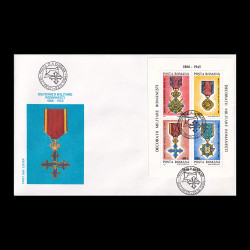 Decorații militare românești 1866 - 1945, bloc dantelat, Plic prima zi 1994 LP 1366FDC