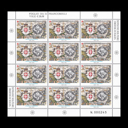 Emisiune comună Ordinul Suveran Militar din Malta - România, minicoală de 12 timbre 2012 LP 1961f