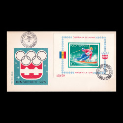 Jocurile Olimpice de Iarnă – Innsbruck, coliță nedantelată, Plic prima zi 1976 LP 903FDC